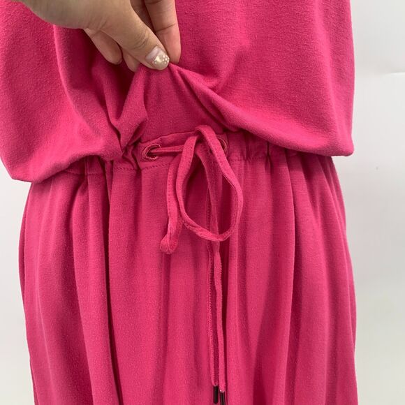 Sweaty Betty Tank Dress Women XS Pink Take It Easy Drop Waist Stretch Tie V Neck - Picture 4 of 16